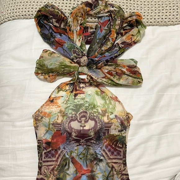 Jean Paul Gaultier s/s1999 Soleil Flamingo Cutout Sheer Mesh Mini Dress - Picture 6 of 8